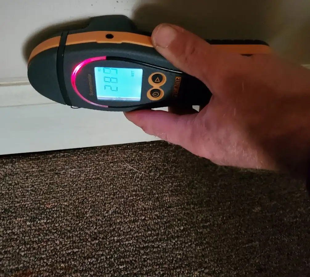 Moisture detection at baseboard during Storm Damage Restoration in La Grange